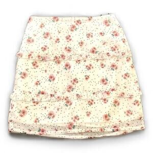 Womens Princess Polly Adelina White Pink Floral Ruffle Mini Skirt Size 0